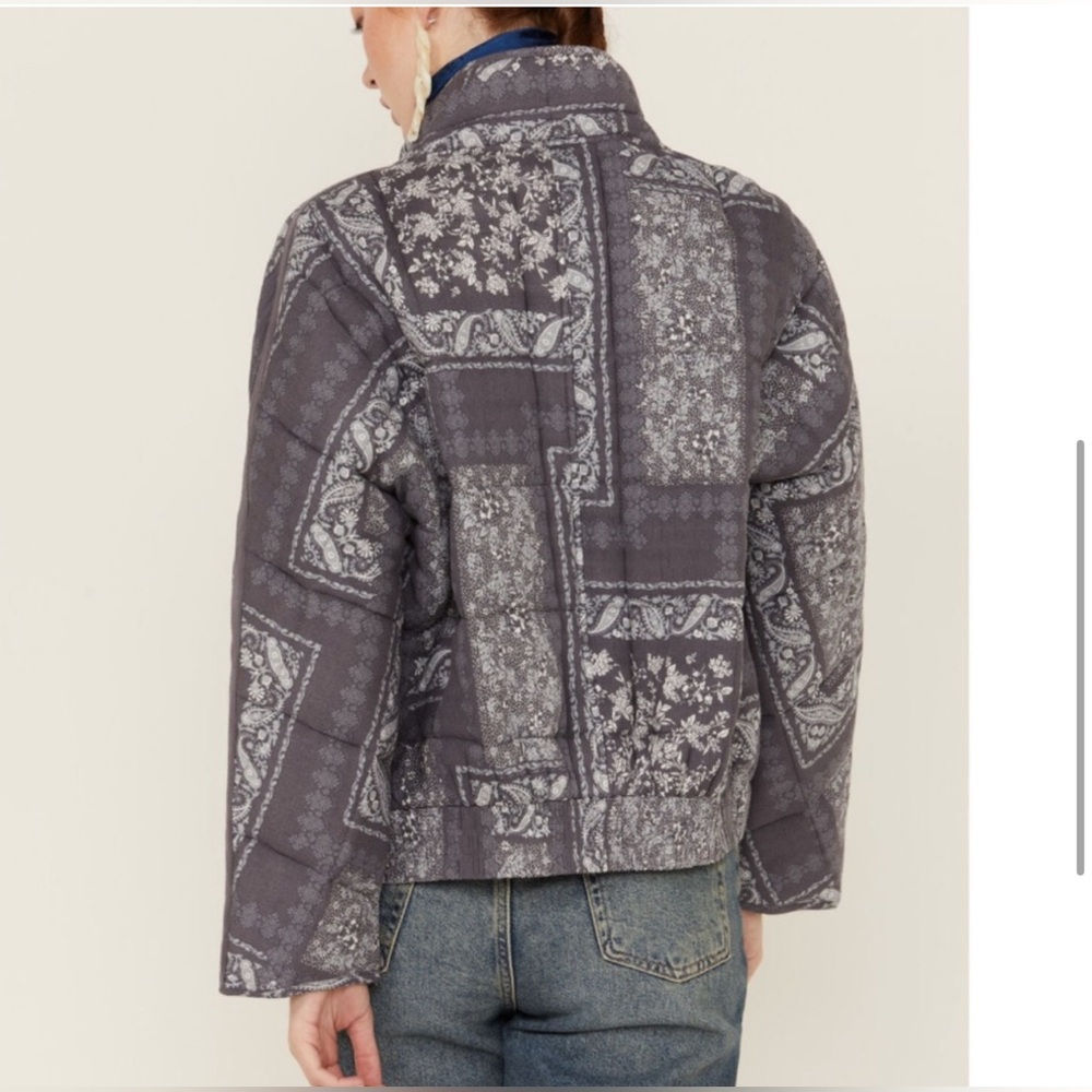 En Crme Navy Blue Patterned Quilted Jacket - image 4